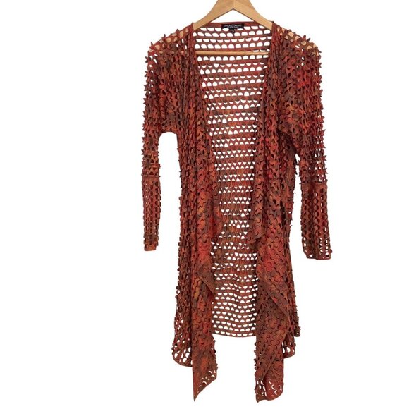 Funky Linea Domani Limited Collection Laser-Cut Open Front Cardigan medium fal… - Picture 7 of 13